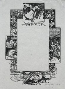 Pariser Almanach, 1897: Dekorativer Rand, Winter, 1897 von Auguste Louis Lepère