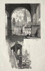 Rouen Illustré: Platz der Hohen Alten Turm; Edicule de la Fierte von Auguste Louis Lepère