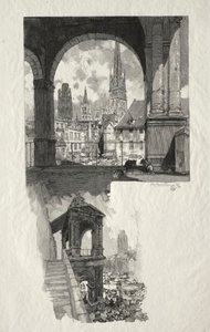 Rouen Illustré: Place de la Haute Vieille Tour, Edicule de la Fierte, 1896 von Auguste Louis Lepère