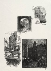 Rouen Illustré: Rue des Charretes; Rue de Halage; Rue Eau de Robec; Place des Arts von Auguste Louis Lepère