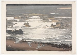 Die brechenden Wellen, Flut von September 1901 von Auguste Louis Lepère