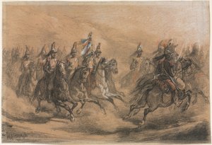 Kavallerieangriff, ca. 1840 von Auguste Raffet