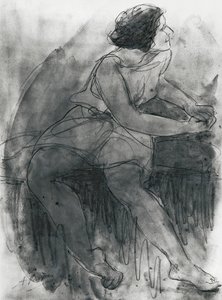 Isadora Duncan (1878-1927) (Bleistift und Waschung auf Papier) von Auguste Rodin