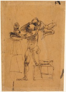 Das Genie des Bildhauers, ca. 1880-83 (Feder und braune Tinte) von Auguste Rodin