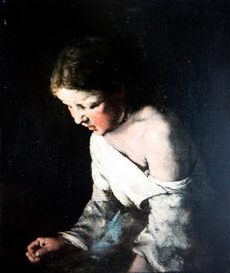 Junges Mädchen beim Nähen, ca. 1865