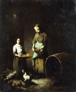 Junge Bäuerinnen füttern Hoftiere von Auguste Theodule Ribot