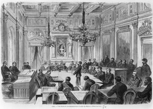 Mitglieder der Kommune in Sitzung im Hôtel de Ville, Salle des Maires, Paris, 1871