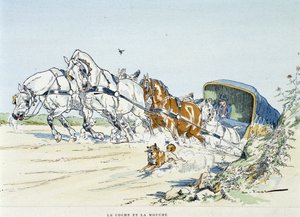 Der Kutscher und die Fliege - in "Fabeln von La Fontaine", ill. von Auguste Vimar (1851-1916), Tours, bei A. Mame & Fils von Auguste Vimar