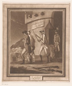 Soldaten mit zwei Gefangenen bei Turm von Auguste de Bouillé