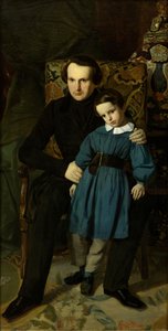 Porträt von Victor Hugo 1802-1885 mit seinem Sohn, 1836