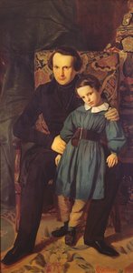 Victor Hugo (1802-85) und sein Sohn Francois-Victor, 1836