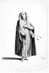 Ein französischer jüdischer Mann im Gebet, Illustration aus dem Dictionnaire Historique de la Bible, 1722 von Augustin Calmet