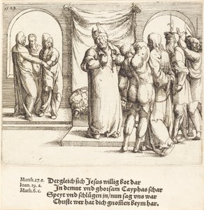 Christus wird verspottet, und Kaiphas zerreißt seine Kleider, 1549