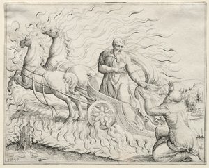 Elija steigt in den Himmel auf von Augustin Hirschvogel