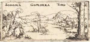 Landschaft mit drei brennenden Städten: Sodom, Gomorrah und Tyrus
