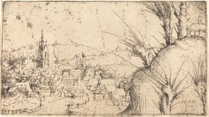 Landschaft mit einer Stadt links, 1549 von Augustin Hirschvogel