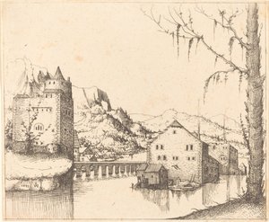 Flusslandschaft mit Inselhäusern von Augustin Hirschvogel