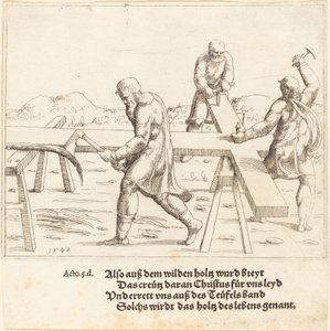 Die Vorbereitung des Kreuzes, 1548 von Augustin Hirschvogel