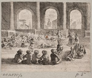Orientalisches Palastinterieur mit einer Gesellschaft, die von Tänzern unterhalten wird von Augustin John