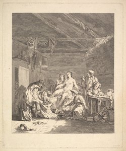Nach der Hochzeitsnacht müssen die Laken gezeigt werden. Aus Voyage en Sibérie, 1767 von Augustin de Saint Aubin