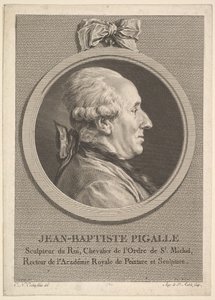 Porträt von Jean-Baptiste Pigalle von Augustin de Saint Aubin