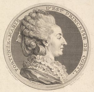 Druck eines Porträtmedaillons von Fortunée-Marie d