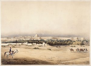 Sir Charles Napier im Vordergrund, gefolgt von seiner Eskorte von Scinde-Pferden, Hyderabad, ca. 1850