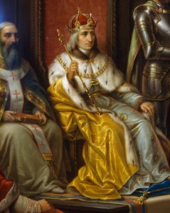 Friedrich III., gedrängt zum Marsch gegen die Türken von Triester Dichter Raffaele Zovenzoni (Detail)