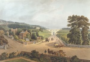 Eine Ansicht des Highgate-Bogens, 1821, graviert von John Hill (1770-1850) von Augustus Charles Pugin