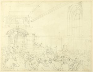 Studie für die Gildehalle, Untersuchung eines Bankrotten vor seinen Gläubigern, aus Mikrokosmos von London