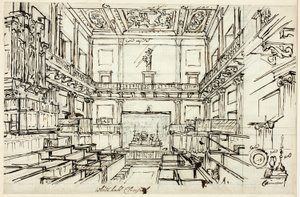 Studie für Whitehall Chapel, aus Microcosm of London von Augustus Charles Pugin