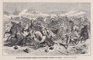 Österreichische Kanonen, erbeutet von der preußischen Kavallerie in der Schlacht bei Skalitz, Böhmen, Preußisch-Österreichischer Krieg von Augustus J. Beck