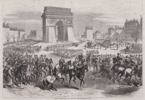 Deutsche Truppen marschieren nach dem Ende des Deutsch-Französischen Krieges in Paris ein von Augustus J. Beck