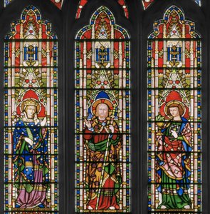 Jungfrau und Christus mit Heiligen, Ostfenster (Detail) von Augustus Welby Northmore Pugin