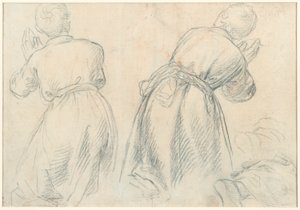 Sitzende Frau mit Studien von Armen und Beinen (recto); Studien von knienden Jugendlichen (verso) von Aurelio Lomi
