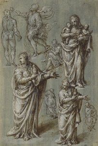 Blatt mit Studien verschiedener Figuren von Aurelio Luini