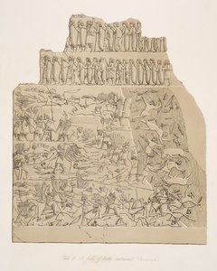 Ein Schlachtfeld (Kouyunjik), aus Denkmäler von Ninive, veröffentlicht 1849 von Austen Henry Layard