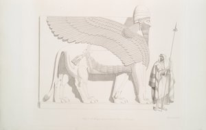 Geflügelter menschenköpfiger Löwe aus Nimrud [Kalhu], 1849