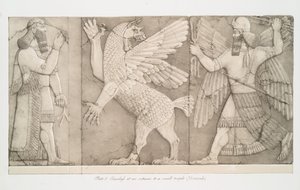 Basreliefs am Eingang zu einem kleinen Tempel in Nimrud [Kalhu], 1853