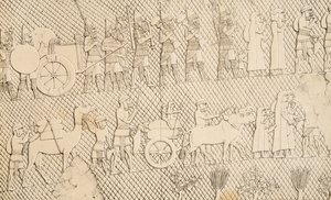 Detail von Gefangenen und Beute aus der Stadt Lachich, Illustration aus Denkmäler von Ninive, 1858 von Austen Henry Layard