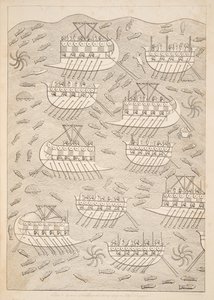Feinde der Assyrer suchen Zuflucht in Schiffen (Kouyunlik), aus Denkmäler von Ninive, veröffentlicht 1849 von Austen Henry Layard