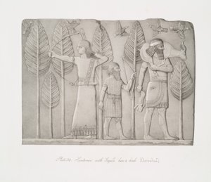 Jäger mit Gazelle, Hase und Vögeln (Khorsabad) von Austen Henry Layard