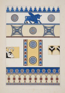Bemalte Ornamente aus Nimrud, aus Denkmäler von Ninive, veröffentlicht 1849