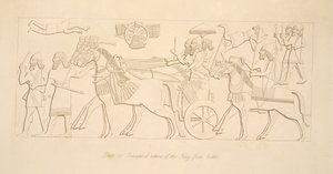 Triumphale Rückkehr des Königs aus der Schlacht, aus Denkmäler von Ninive, veröffentlicht 1849 von Austen Henry Layard