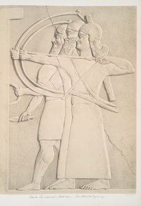 Zwei Bogenschützen und ein Schildträger, 1849 von Austen Henry Layard