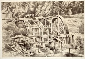 Quarzbrechmühle, aus Die Geschichte von Australasien von David Blair, McGrady, Thomson und Niven, 1879