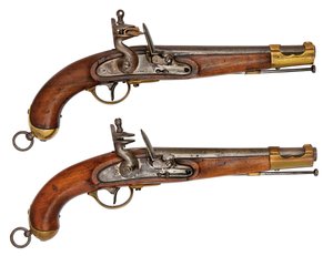 Ein Paar österreichische 16,9 mm Steinschloss-Dienstpistolen von Austrian School