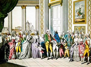 Kaiser Leopold II. und seine Familie begrüßen Ferdinand I., König von Neapel und Sizilien, und seine Familie in Wien von Austrian School