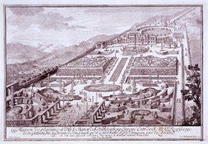Prächtige Gärten und Palast des Barons de Huldenburg, von ihm in Widlingsau erbaut, 1719 von Austrian School