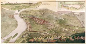 Karte zur Veranschaulichung der Eroberung von Buda, 1686